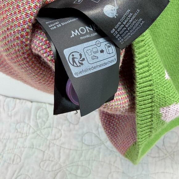 Monki Purple and Green Cardigan with Red Bow Pattern - Picture 7 of 9